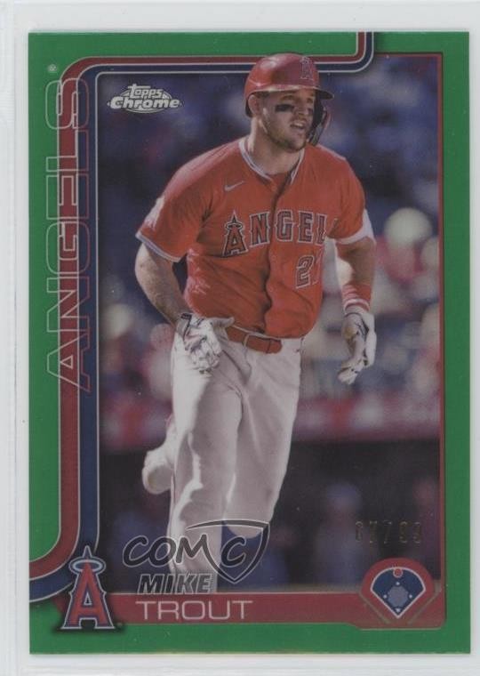 2025 Topps Chrome Green Refractor /99 Mike Trout #100 1ql6