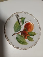 VINTAGE HINODE JAPAN Hand Painted Plate w Finger Handle Loop Ceramic 6"