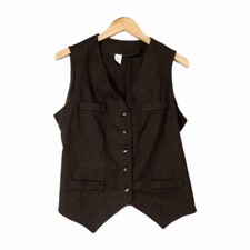 ILGWU ButtonUp Vest Ladies Garment Workers Union Women's Size L Made USA Brown