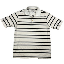 Nike Golf Polo Shirt Mens Medium Dri-Fit Striped Performance White Black