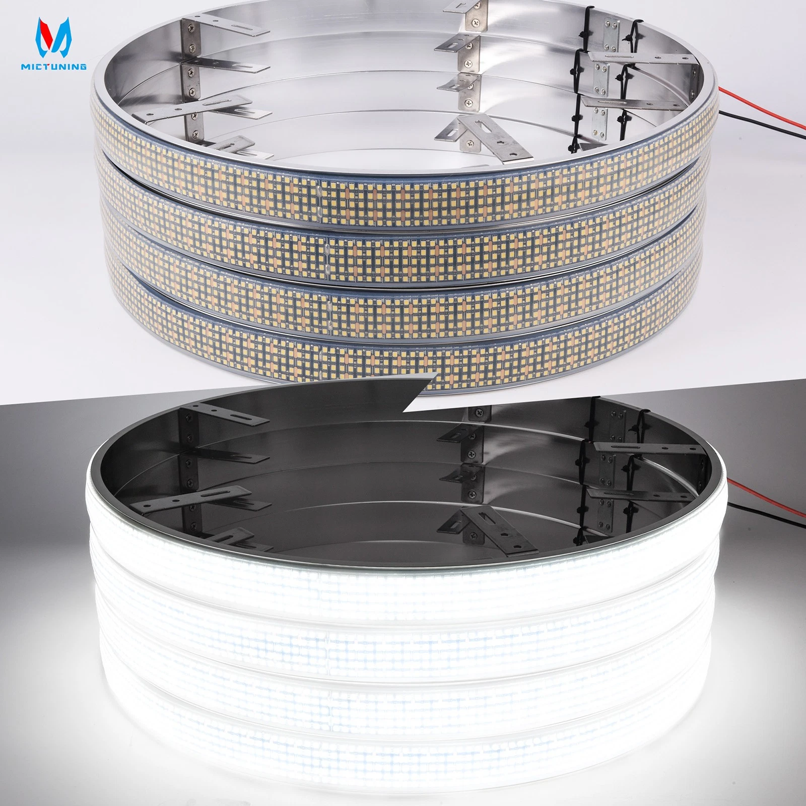 17" 5 ROW Pure White Truck LED Wheel Ring Rim Lights,Ultra-Bright Wheel Lights