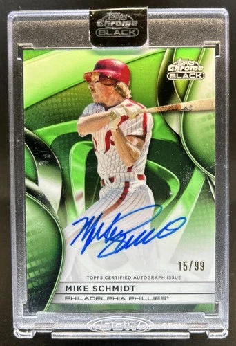 2025 Topps Chrome Black Mike Schmidt Auto Green Refractor #/99 Phillies