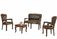 Set 4Tlg Arbeitszimmer Sessel Sofa Chesterfield Couchtisch Lehnstuhl Ledersofa
