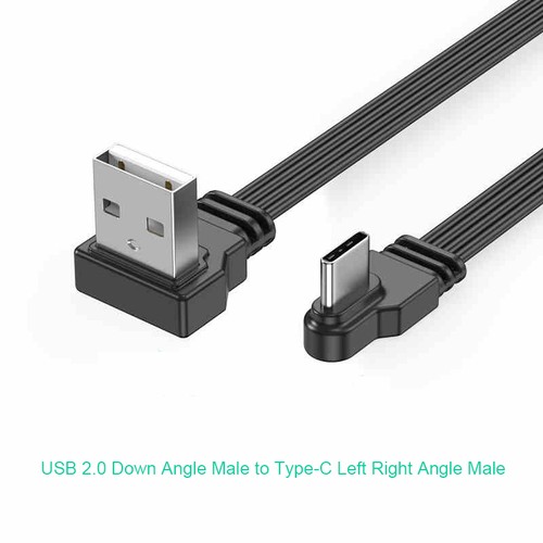 USB 2.0 Cable Lead USB Male to Type-C Male 90 Degree Angled 10cm 30cm 50cm 100cm - Picture 15 of 18