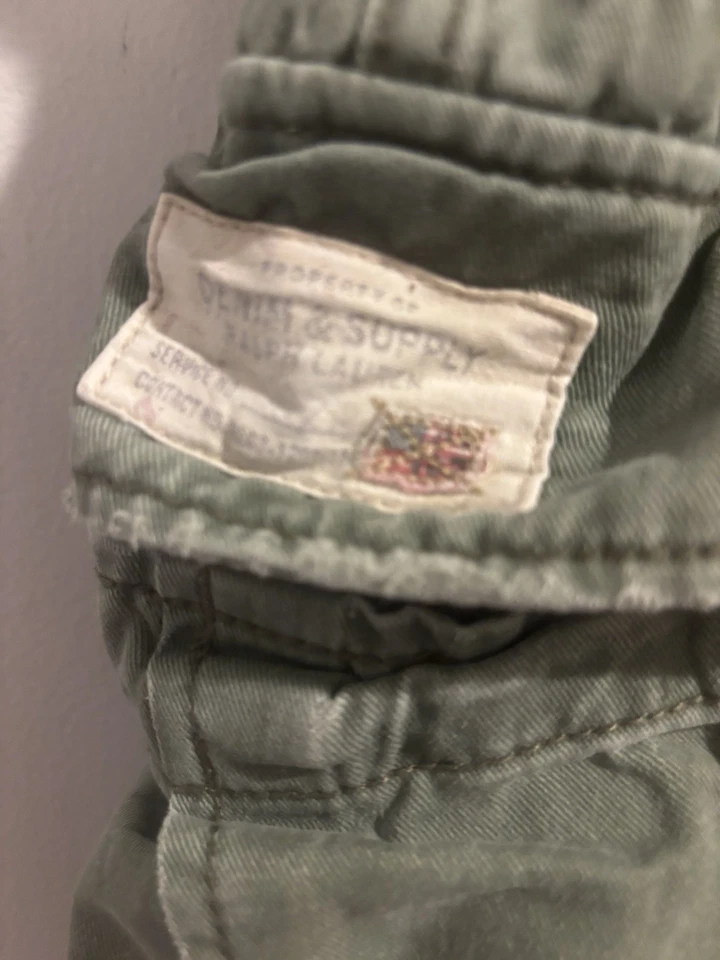 Мужские шорты Ralph Lauren Denim & Supply Cargo с 38 выстиранными зелеными искусственно состаренными карманами - Изображение 2 из 4