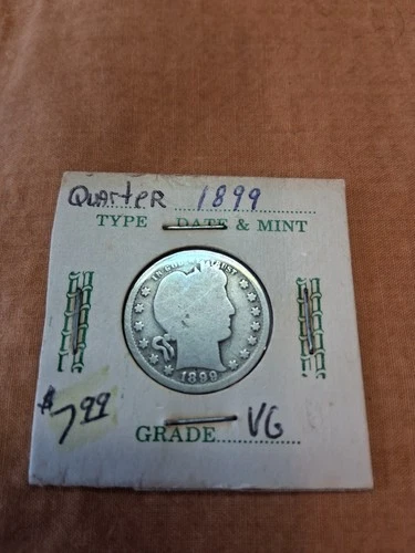 1899- P Barber Quarter G-VF Circulated Condition...C-85