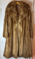 Vintage Klasse Fuchs Pelzmantel Echtpelz lang Gr. 40 naturbraun/rot Mit Kragen