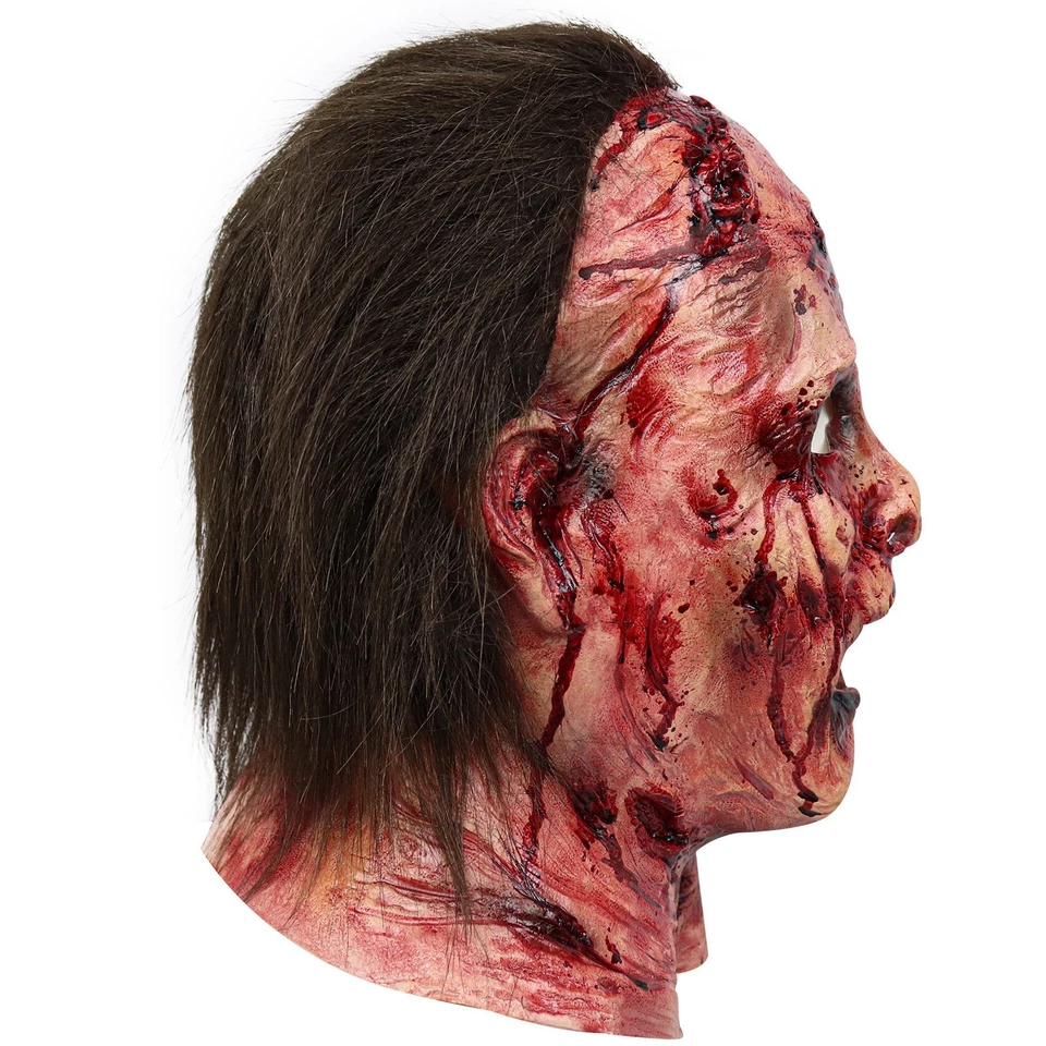 Scary Face Skeleton Full Head Mask Latex Horror Halloween Cosplay Party Prop - Image 3 of 4