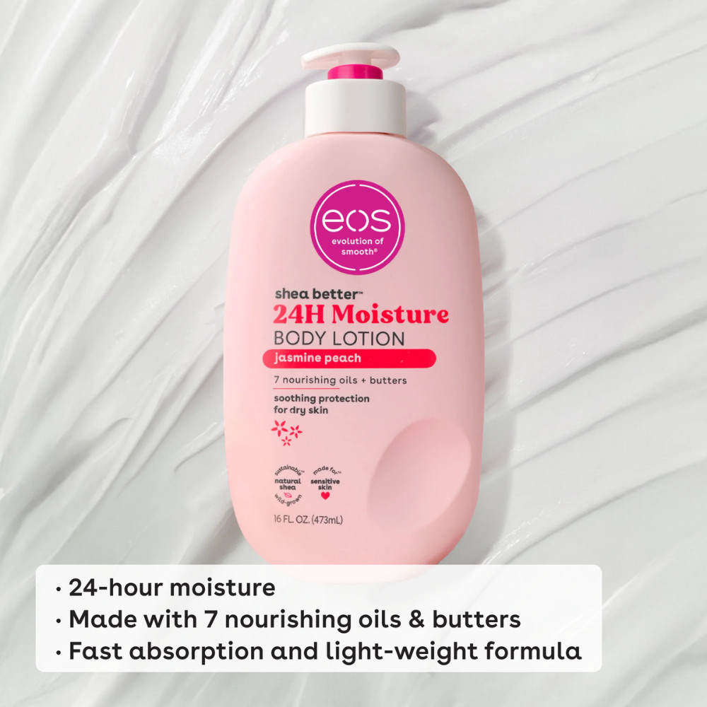 eos Shea Better Body Lotion Jasmine Peach 24H Moisture Cream 16 fl oz Dry Skin