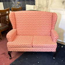Pink Geometric Wingback Chair Upholstered Fireside Armchair L125 W65 H100