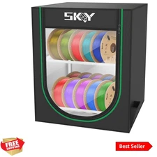 3D Printer Filament Storage Box - 2 Tiers Metal Filament Storage Rack with Cl...