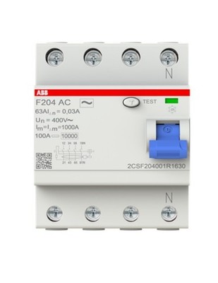 ABB 2CSF204001R1630 F204 AC-63/0.03 Fehlerstromschutzschalter 4P Typ AC 30mA 63A