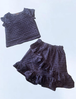 kidpik Girls 2pc Top & Skirt Set blue 7/8 Ruffle