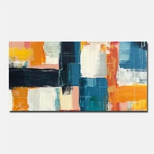 Hand Painted Oil Painting On Canvas Home Decor Blue Graffiti Abstract Wall Art 