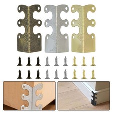 Set of Six Vintage Style Metal Corner Protectors for Enhanced Durability