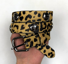 Stussy SSLink Studded Belt Hairy Cheetah Print Y2K Punk Leopard Leather