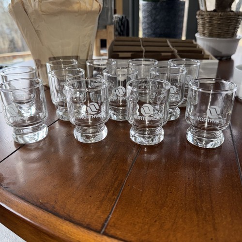 12 Northwest Airlines Liqueur / Juice Glass - Orient Logo.  Dozen, Vintage