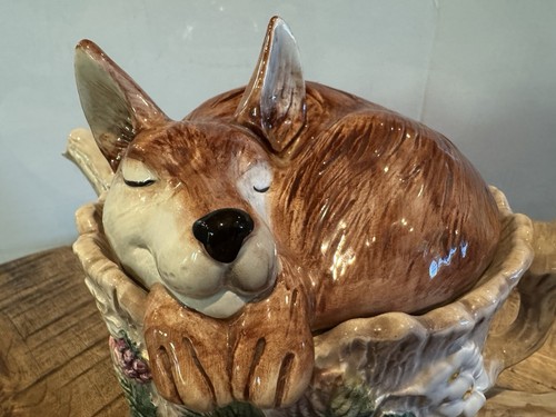 Fitz & Floyd 1990 Set Reynard SLEEPING FOX Teapot + Wild Berry Creamer & Sugar - Picture 5 of 24