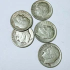 ROOSEVELT SILVER DIMES LOT OF 5 90% SILVER CIRCULATED COINS FREE SHIPPING #9035