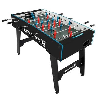 Fußballtisch 4 Fuß schnell klappbar konkav Spielfeld MDF schwarz Kickmaster Teleskopstangen