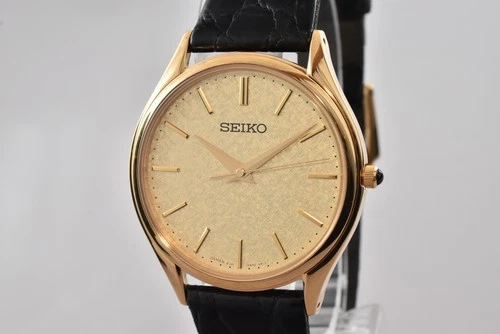 Vtg 1997 [MINT] SEIKO Dolce 8J41-0AJ0 Gold Dial Quartz Men's Watch From JAPAN