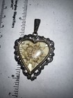 Antique Edelweis Pendant  Heart Shaped Frame  As Is — photo 6