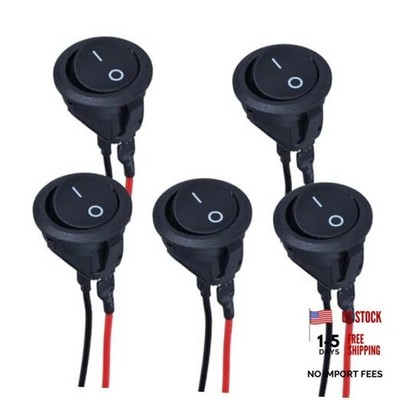 5Pcs Round Rocker Switch ON Off KCD1 Mini Latching Toggle Switch 20mm Black
