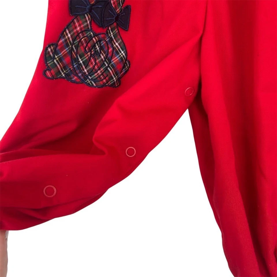 Vintage 80s Bonnie Baby Baby Girls Red Plaid Cat Applique Dress 18 Months - Image 4 of 4
