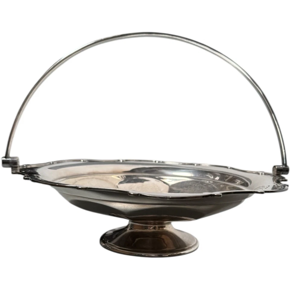 复古 Mappin & Webb 伦敦银盘篮子碗镶板桶摆动手柄 — 第 3/4 张图片