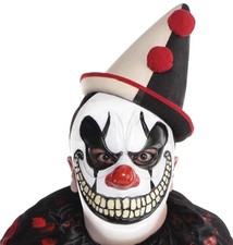 EVIL CLOWN Plastic Face Mask - Halloween Costume Freak Show Adult Size NWT