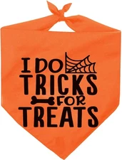 Orange Dog Halloween Bandana, Holiday Pet Scarf, Triangle Bib, Costume, Spooky