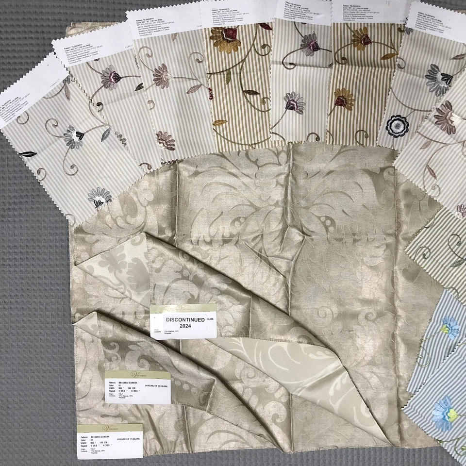 Vervain Fabric Swatches 14pc Viscose Poly Damask Striped Floral Designer Craft - Image 3 of 4