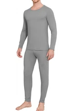 Men Thin Thermal Underwear Set Soft Long Johns Set 2 Pcs Warm Base Layer Top ...