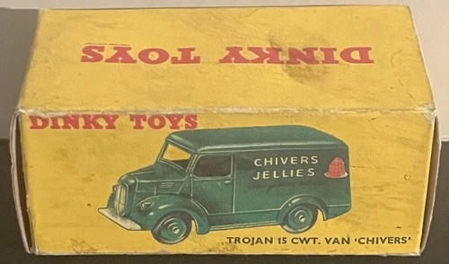 USED ORIGINAL VINTAGE MECCANO DINKY TOYS CHIVERS JELLIES TROJAN VAN EMPTY BOX