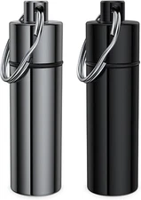 2 Packs Waterproof Metal Pill Fob Container Nitro Bottle Holder Keychain