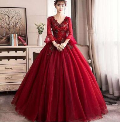 Women's Evening Dress Puffy Skirt Preside Show Stage Annual Meeting Dress  Chic | eBay