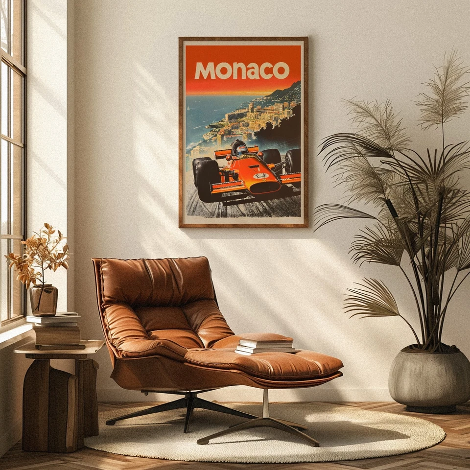Retro Monaco Grand Prix Poster | Vintage F1 Style Print | Formula One Wall Art - Image 4 of 4