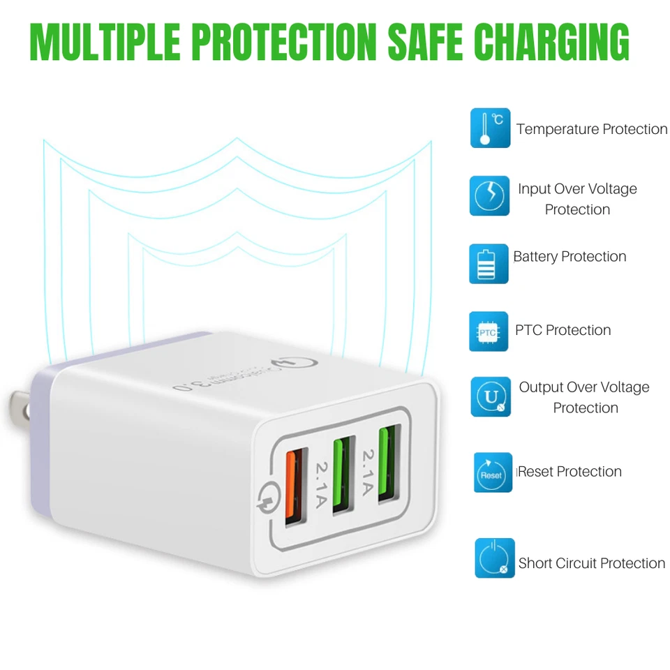 Cargador de pared USB rápido QC 3.0 adaptador de carga de alimentación para iPhone X 6 7S Plus Foto 4 de 4