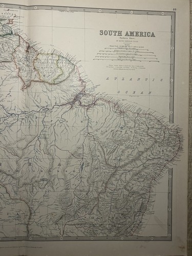 1881 Colombia Brazil Venezuela Peru Large Hand Coloured Antique Map by Johnston - Picture 3 of 3
