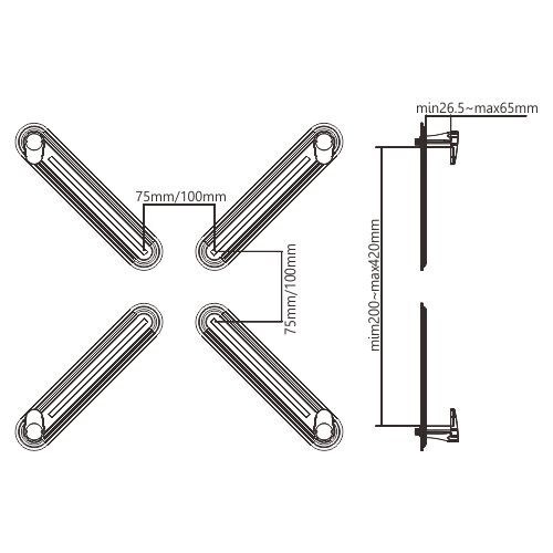 Brateck Four-Arm Monitor Adapter Kit For Non-Vesa Monitor Fit Screen 13'-27' Up - Picture 3 of 3