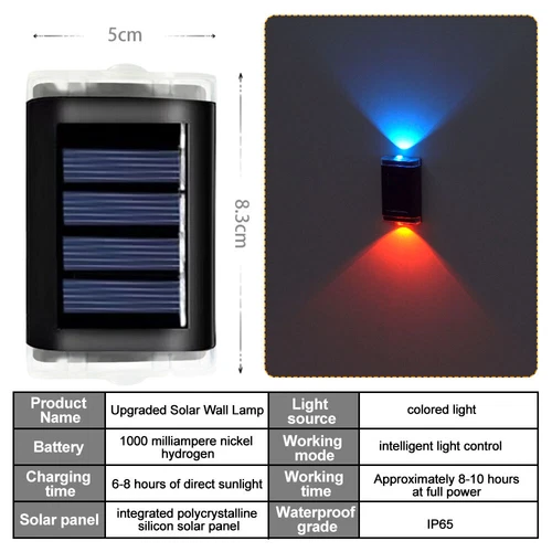 4X LUCES DE PARED LED PARA VALLA DE PUERTA CON ENERGÍA SOLAR SÚPER BRILLANTES LÁMPARA DE JARDÍN EXTERIOR - Imagen 6 de 18