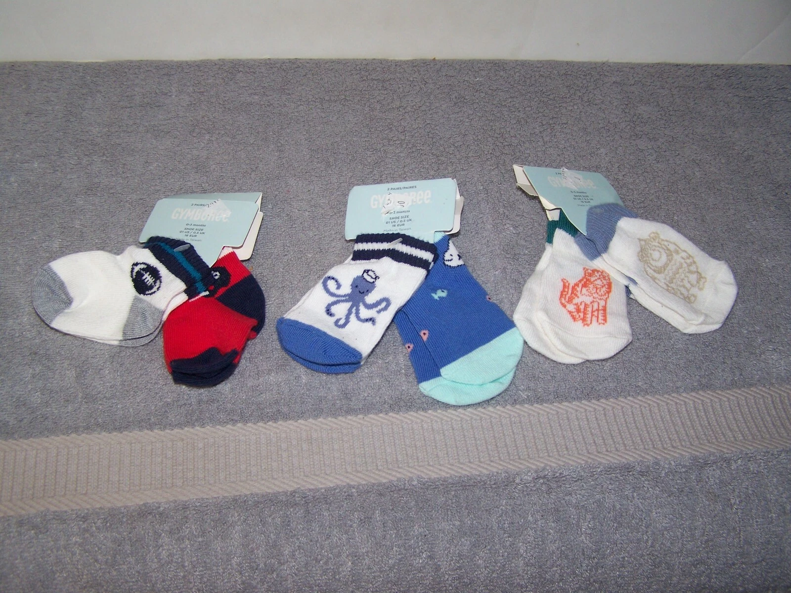 Gymboree Boys Socks 0-3 Months Mixed Lot of 6 Pairs Shoe Size 01 New #2