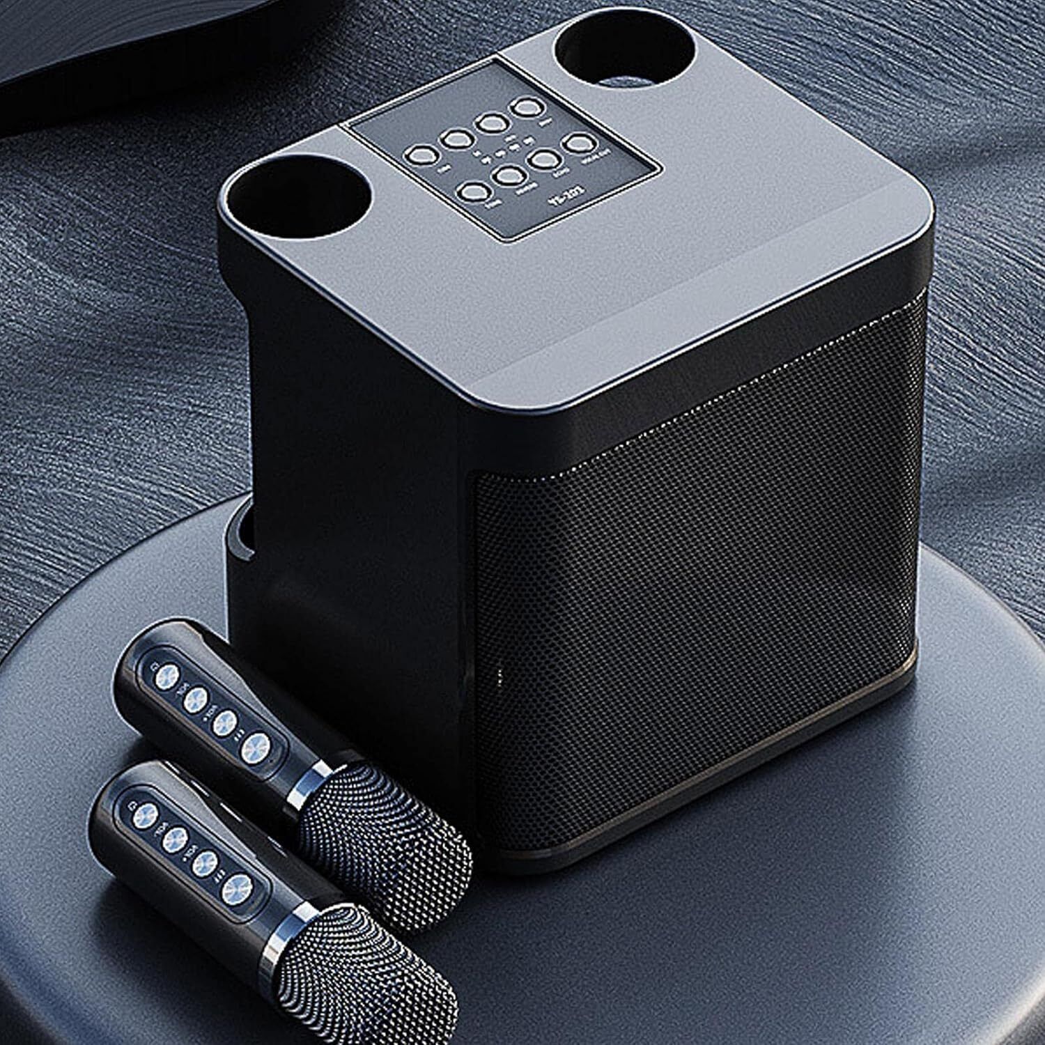 Tragbarer Bluetooth Lautsprecher Party Karaoke Anlage Maschine mit 2 Mikrofon