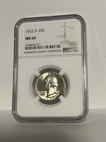 1952-D WASHINGTON Quarter NGC MS66