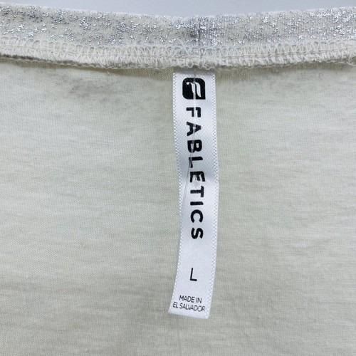 Fabletics Womens Size Large Long Sleeve Metallic Laurel Top Oatmeal Silver 1497 - Picture 8 of 10