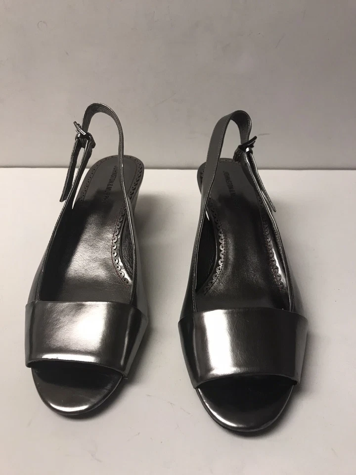 Johnston and Murphy Mujer Talla 10M Plateado Cuña Puntera Abierta Eslinga Foto 4 de 4