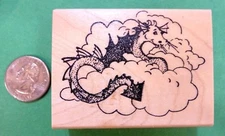 Fairy-Tale Dragon Rubber Stamp, wood mounted