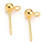 100Pcs Stainless Steel Ball Post Stud Earring Findings Craft with Loop 15x7x4mm
