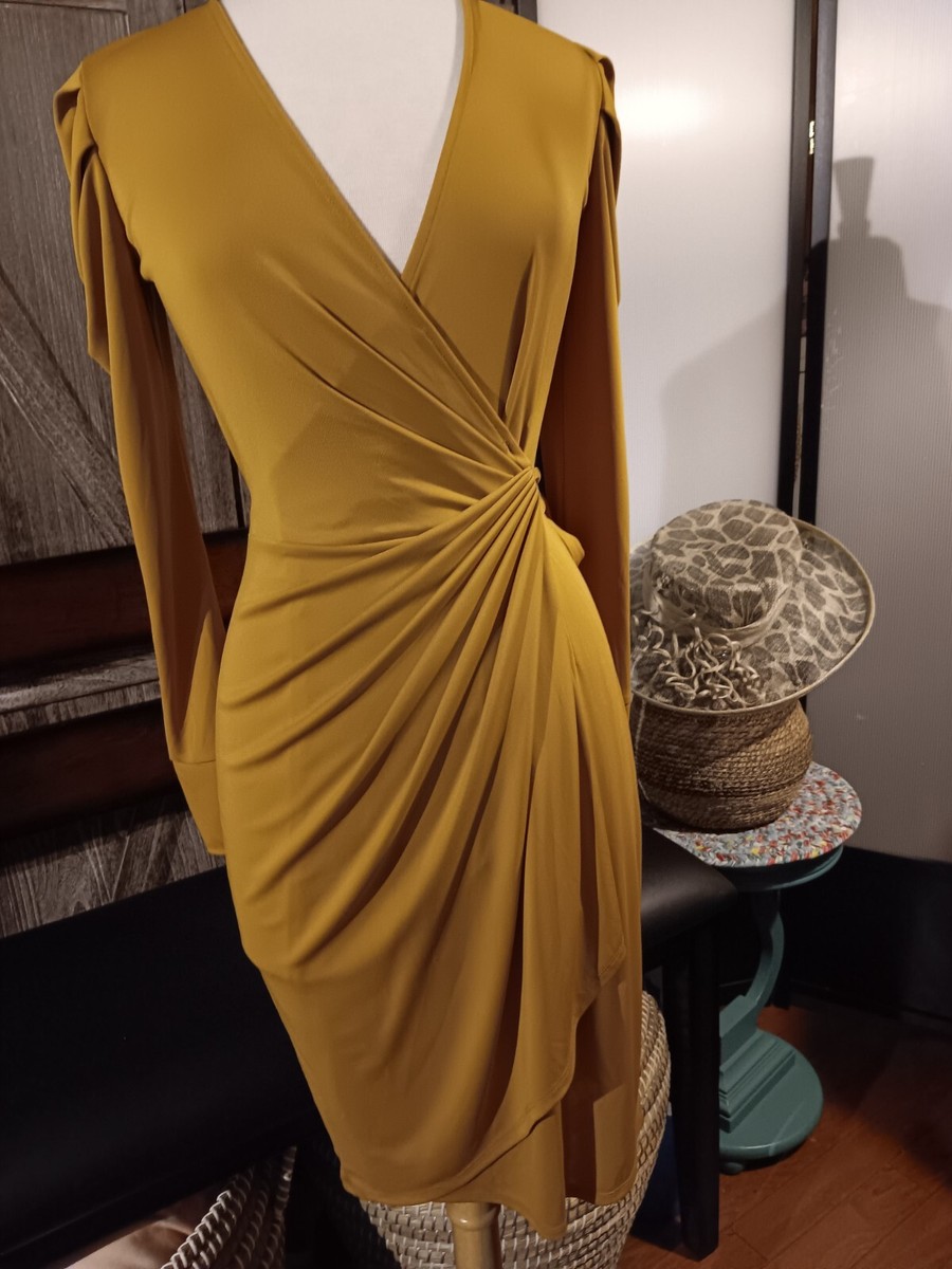 golden yellow wrap dress Lark & Ro Mustard With Side Tie. Size XS DressStyle:Day to Night