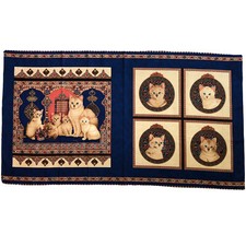 Ivory Cats Fabric Panel Quilting Treasures by Lesley Ann Ivory 2011 Quilting